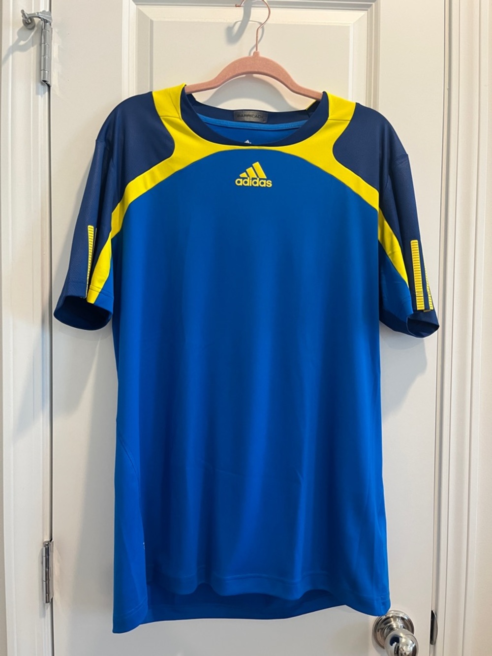 adidas Blue and Yellow Performance Shirt - size L